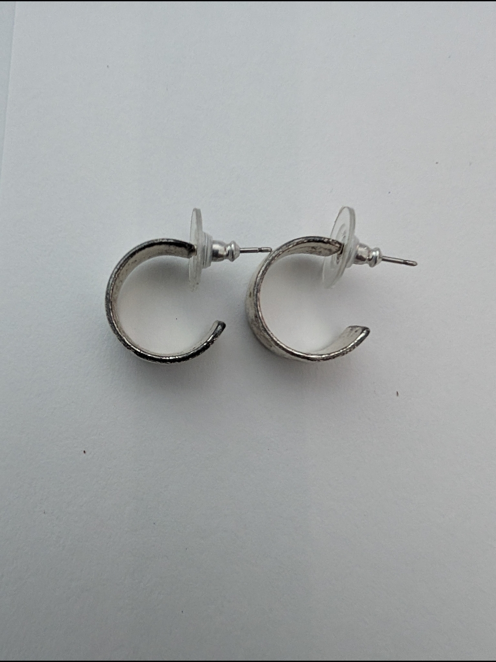 Silver Half Hoop Stud Earrings